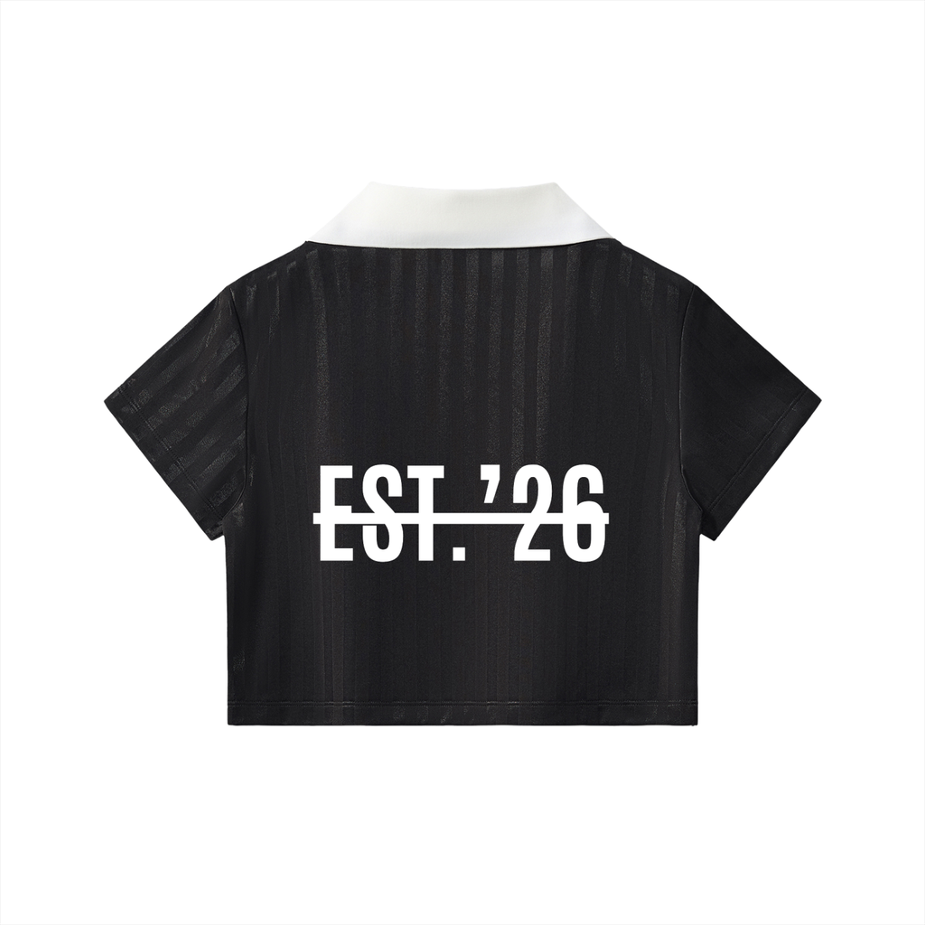 Contrast Collar Striped Cropped Jersey