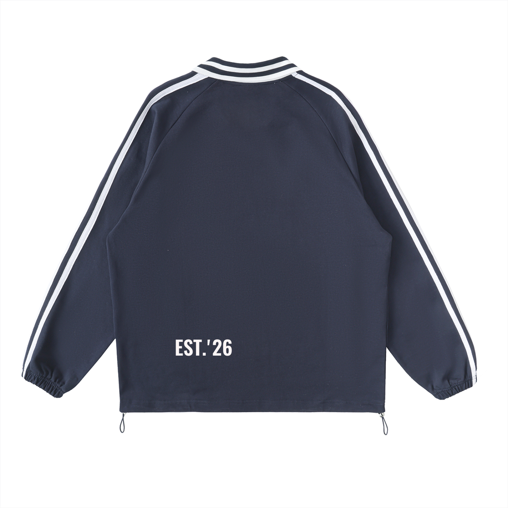 Contrast Striped Lapel Collar Sweatshirt