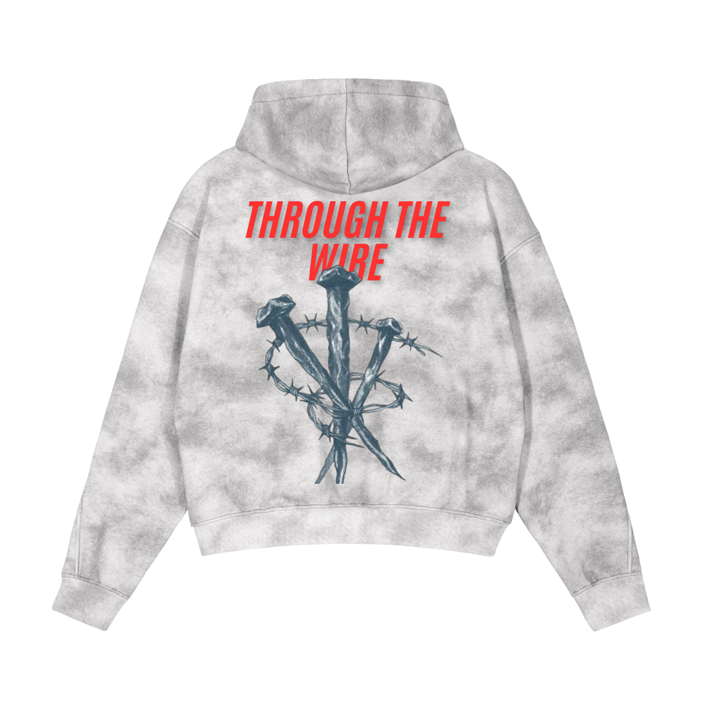Dirty Washed Zip-Up Fleece Hoodie