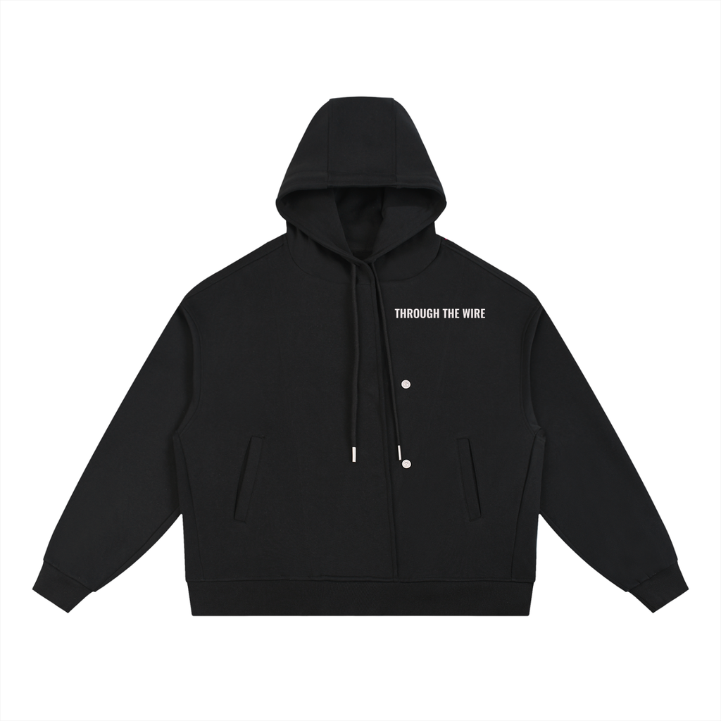 Boxy Button Placket Hoodie