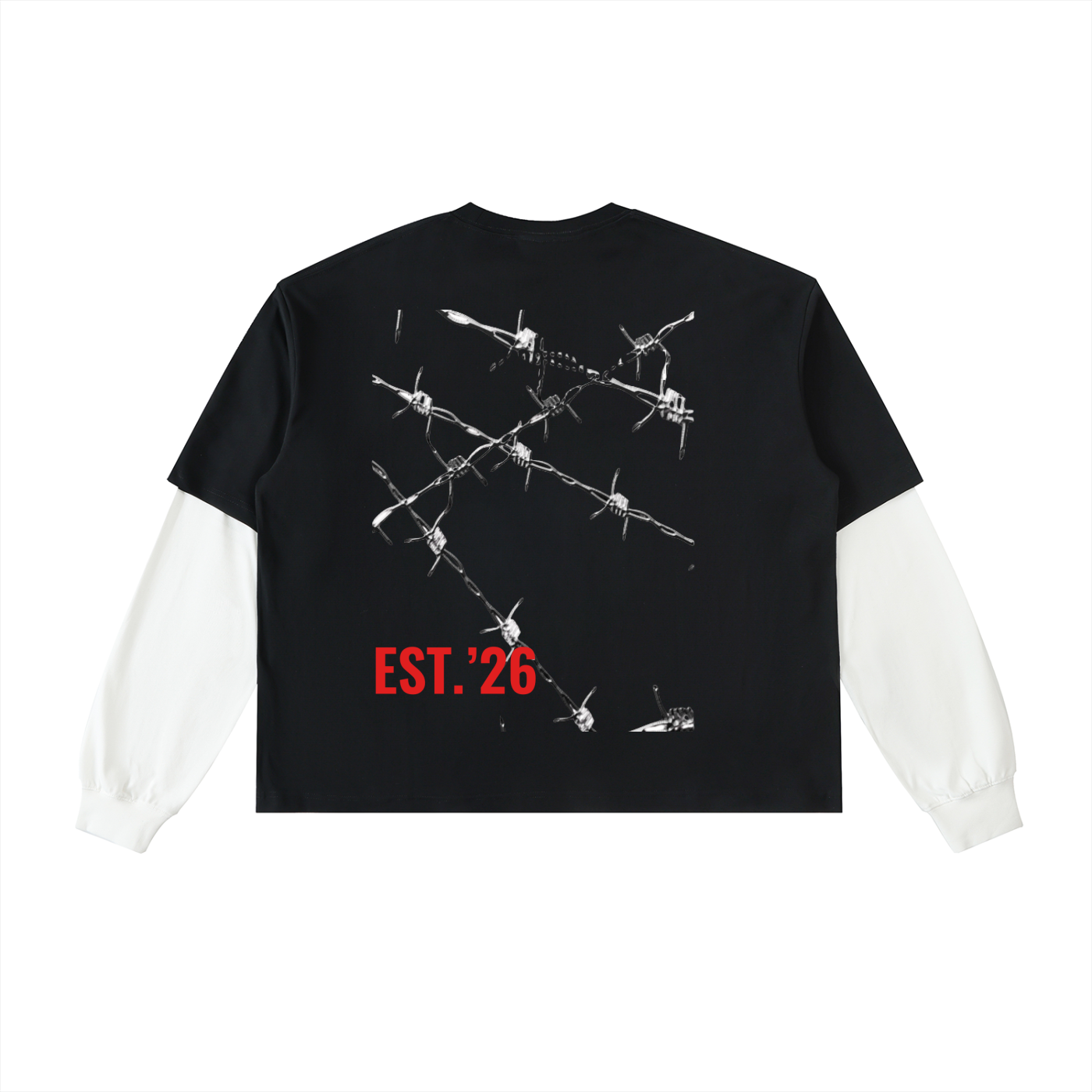 Layered Contrast Sleeve Cotton T-Shirt