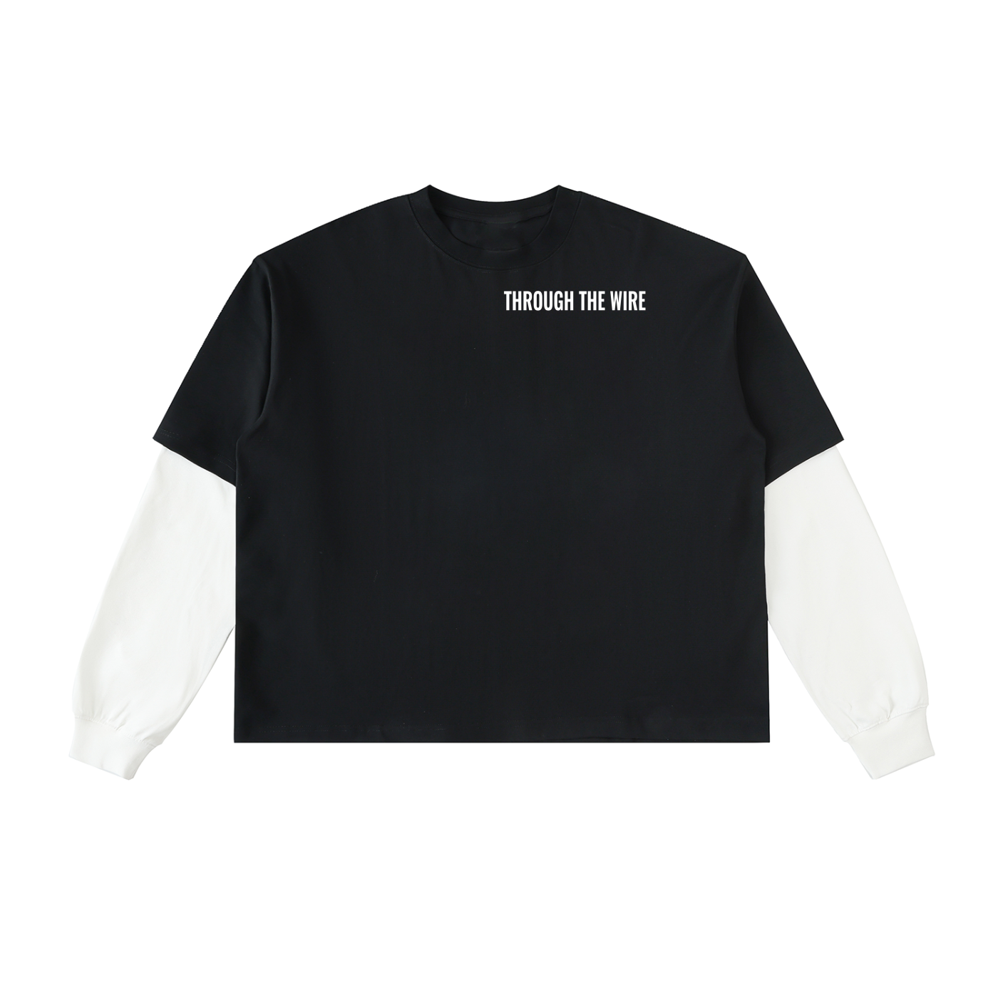 Layered Contrast Sleeve Cotton T-Shirt