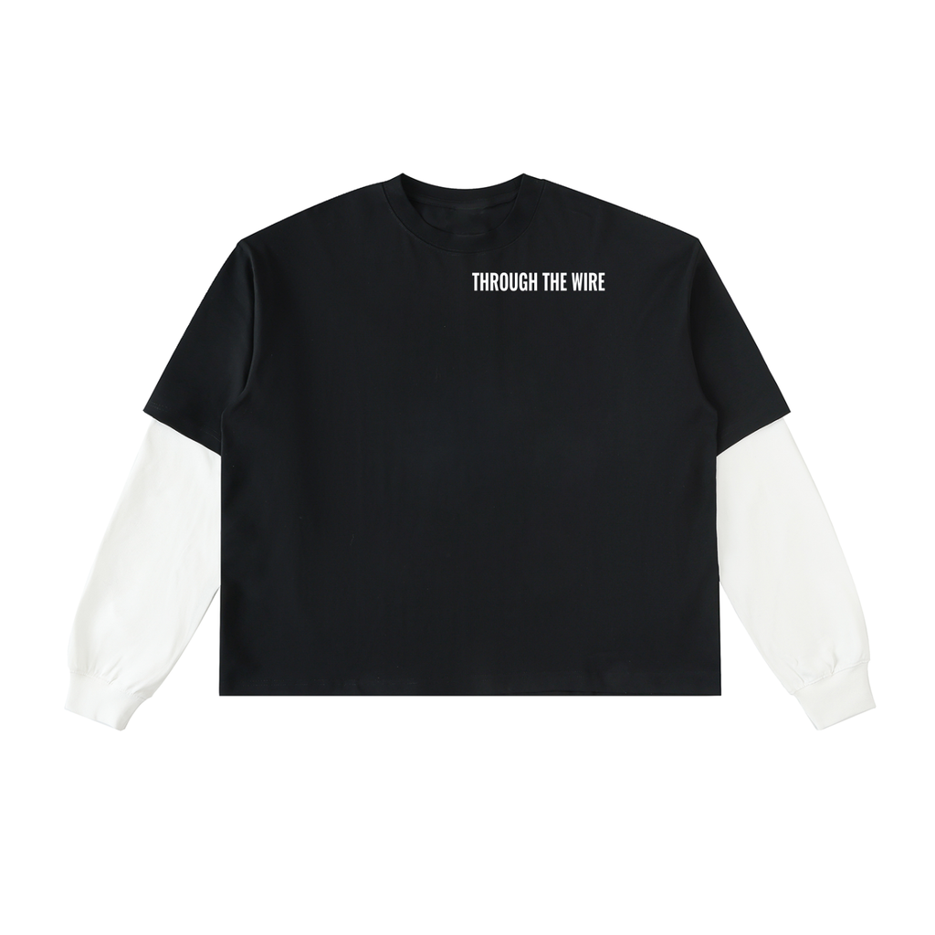 Layered Contrast Sleeve Cotton T-Shirt